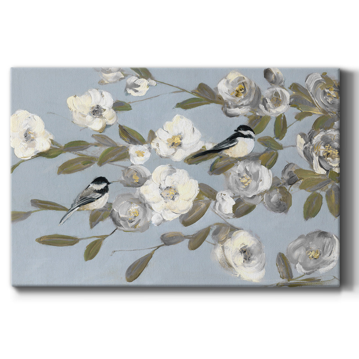 Chickadees and Blossoms I Premium Gallery Wrapped Canvas - Ready to Hang