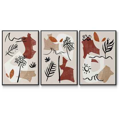 Soft Palms IV - Framed Premium Gallery Wrapped Canvas L Frame 3 Piece Set - Ready to Hang