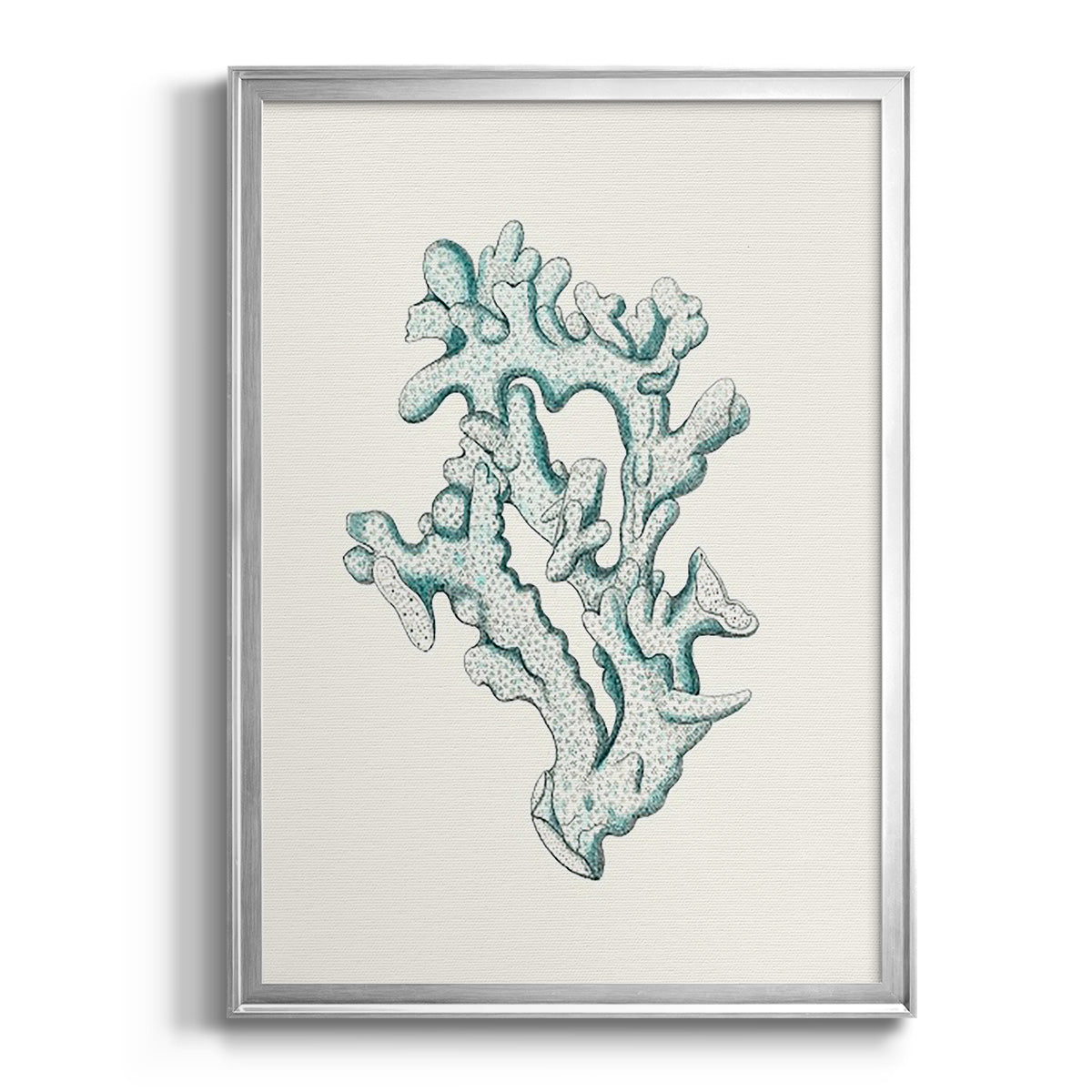 Antique Coastal Coral IV - Modern Framed Canvas Print