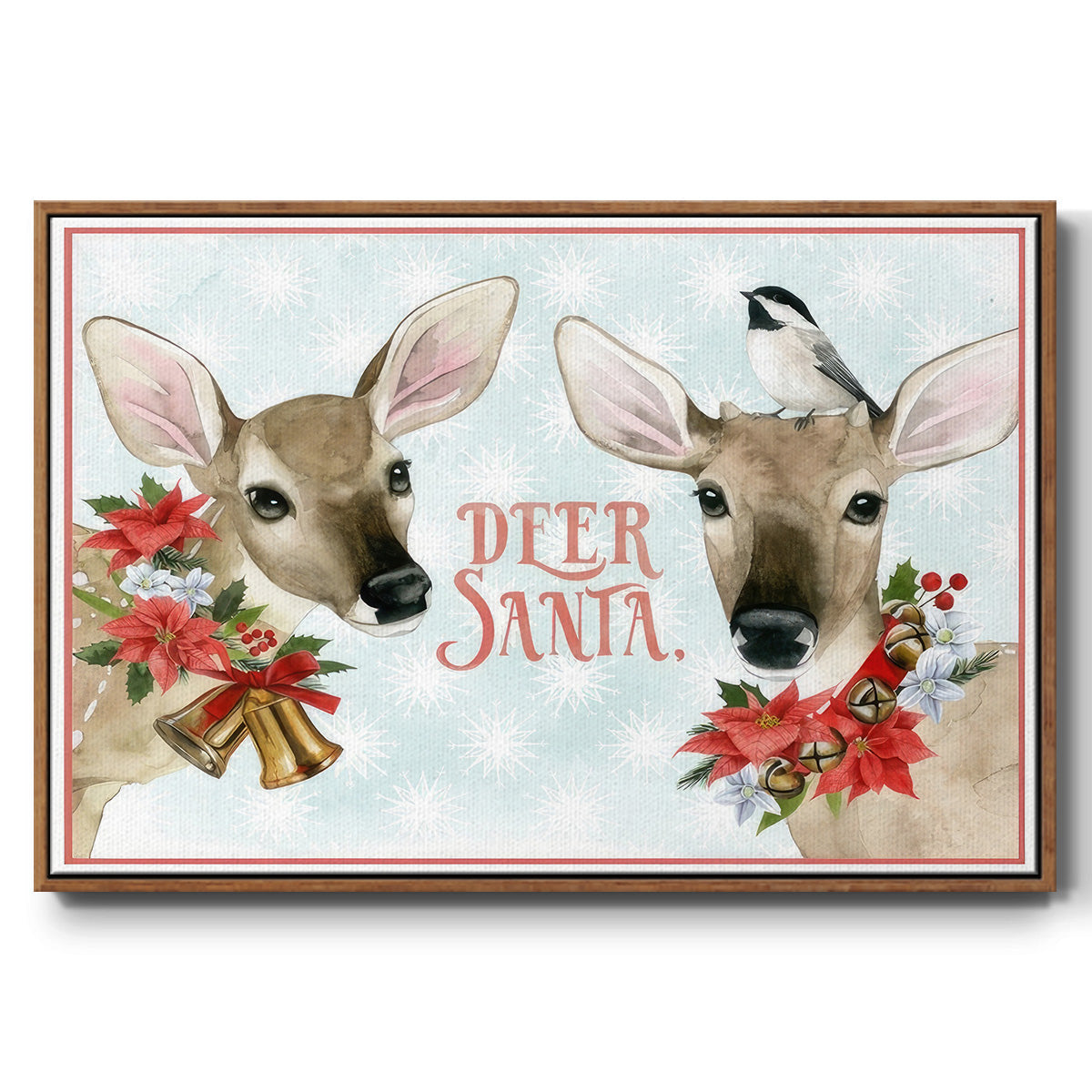 Deer Christmas Collection A - Framed Gallery Wrapped Canvas in Floating Frame