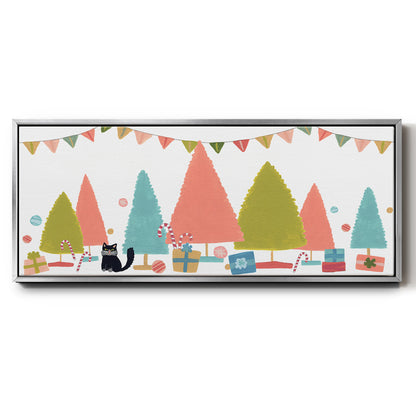 Retro Winter Celebration Collection D - Floater Framed Canvas Print