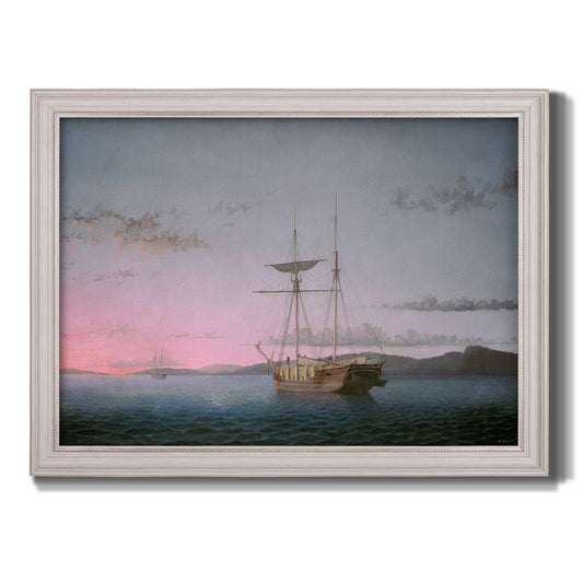Lumber Schooners at Evening on Penobscot Bay - Ornate Framed Canvas Print