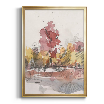 Watercolor Treeline Sketch I - Modern Framed Canvas Print