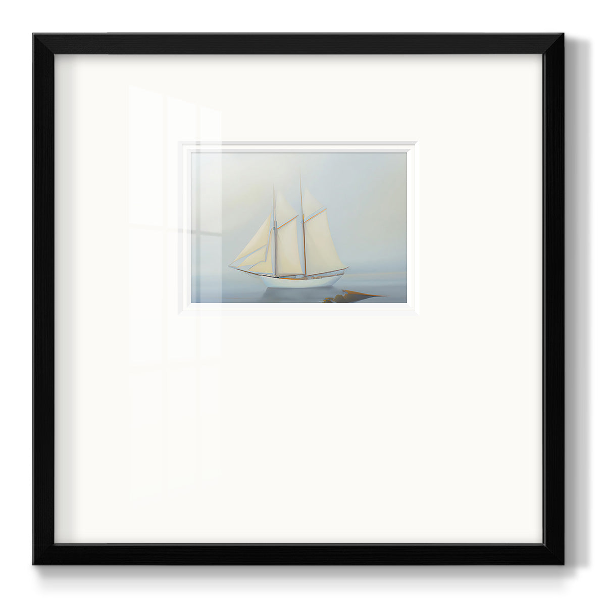 Foggy Sail II - Double Matboard Framed Print