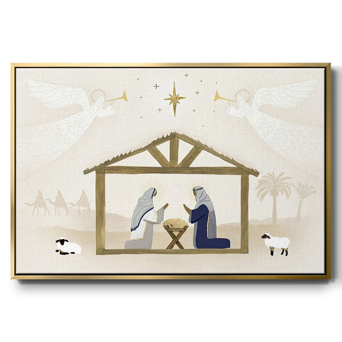 Away in a Manger Collection A - Framed Gallery Wrapped Canvas in Floating Frame