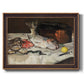 Impressionist still life painting of fish by Édouard Manet printed on canvas in an ornate bronzed mahogany wood frame.