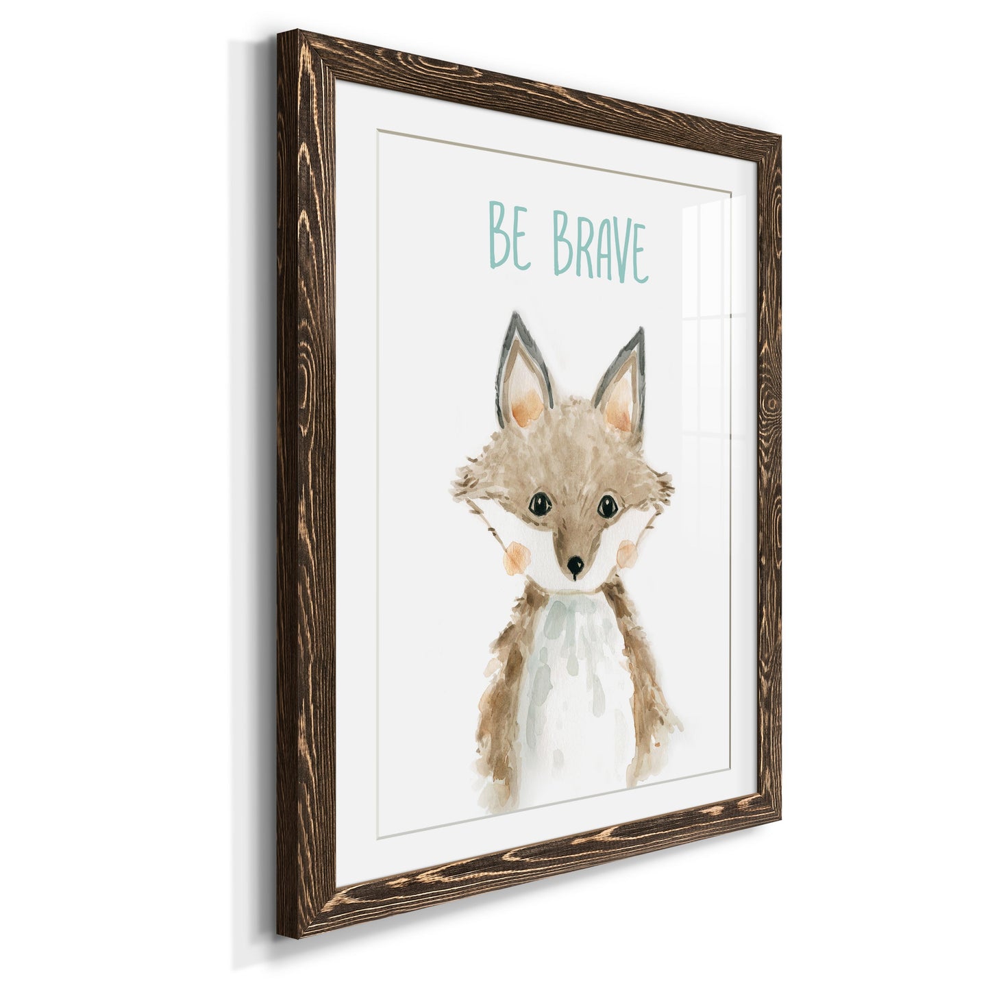 Be Brave Fox - Premium Framed Print - Distressed Barnwood Frame - Ready to Hang