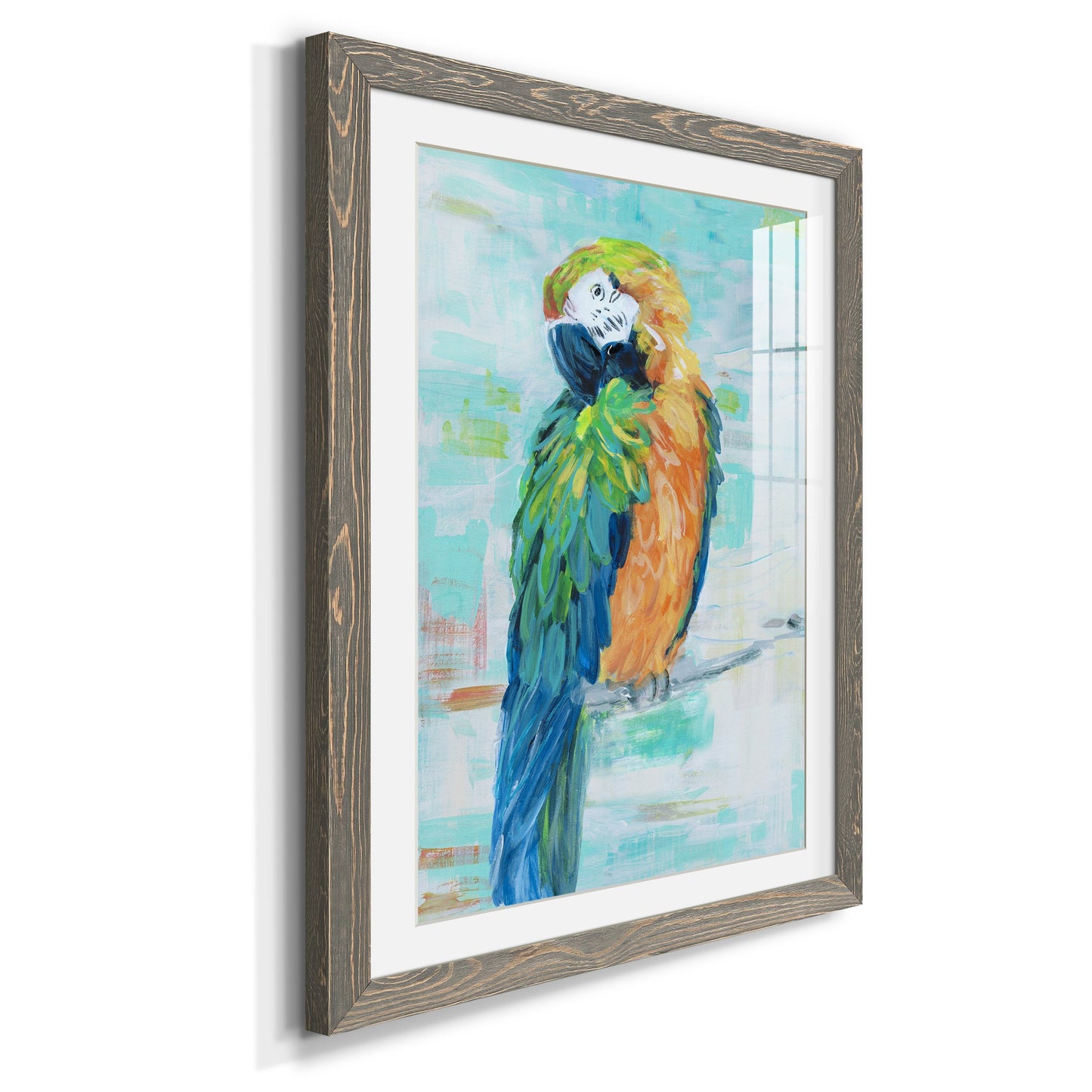 Island Parrot II - Premium Framed Print - Distressed Barnwood Frame - Ready to Hang