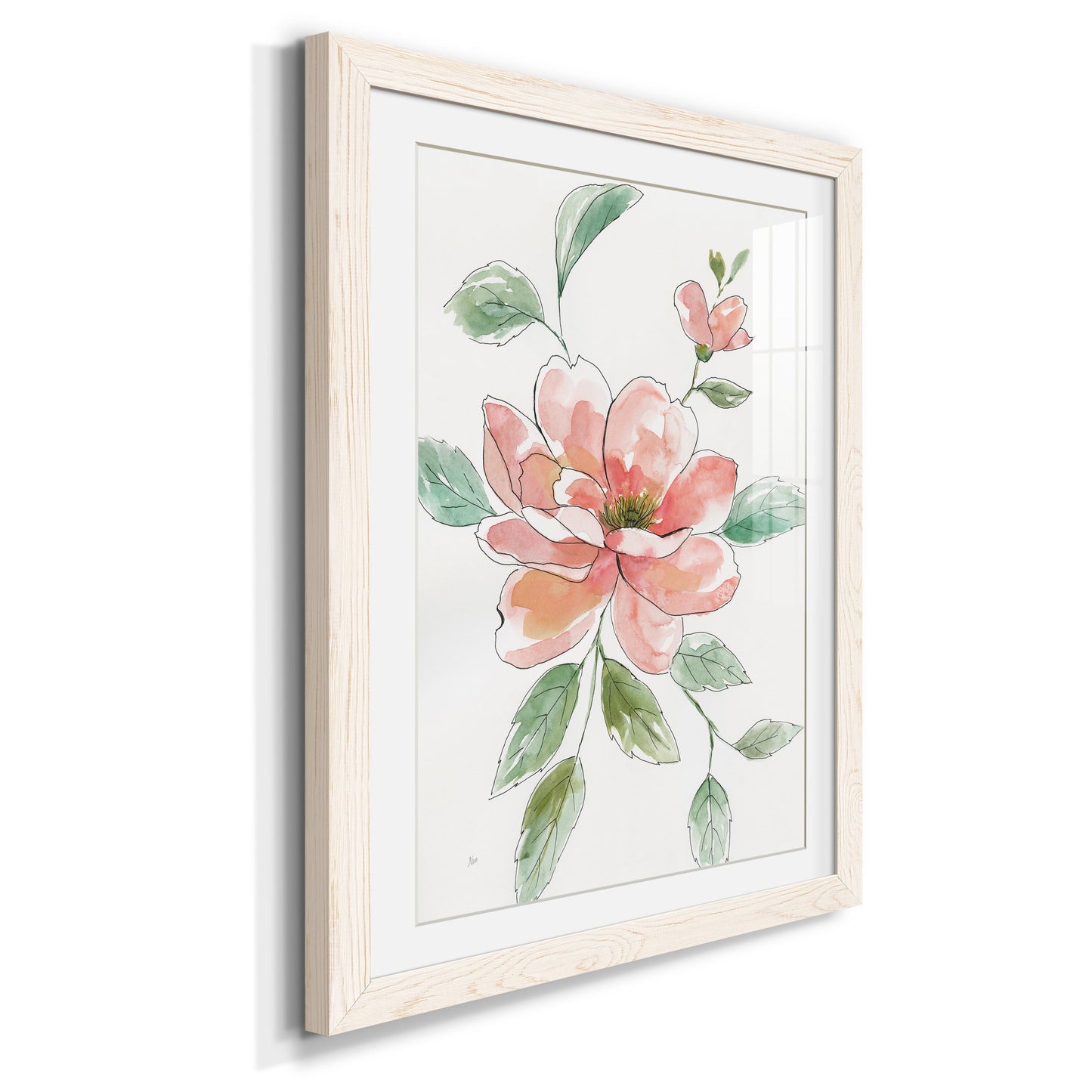 Peony Contour - Barnwood Framed Art Print