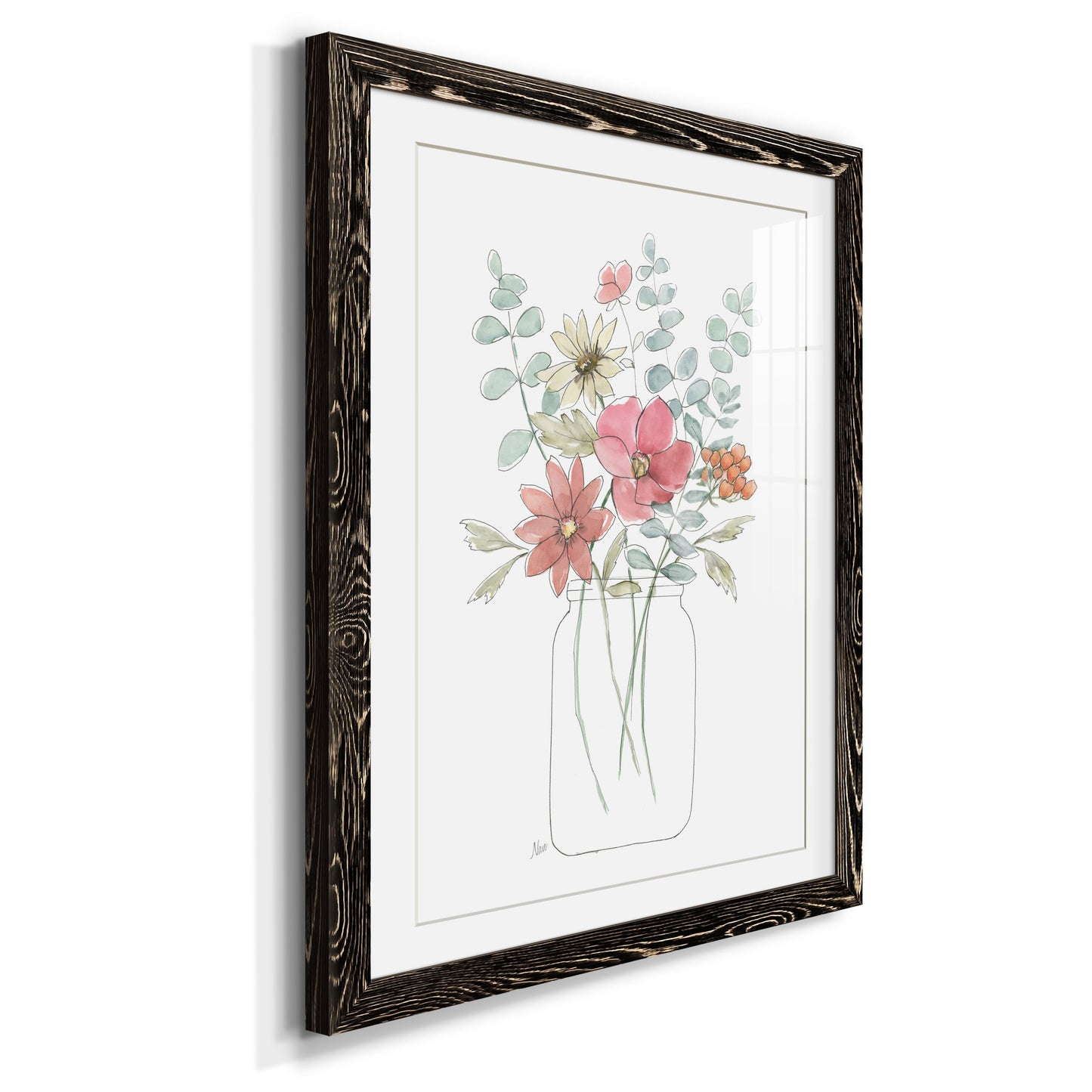 Whimsical Wildflowers II - Premium Framed Print - Distressed Barnwood Frame - Ready to Hang