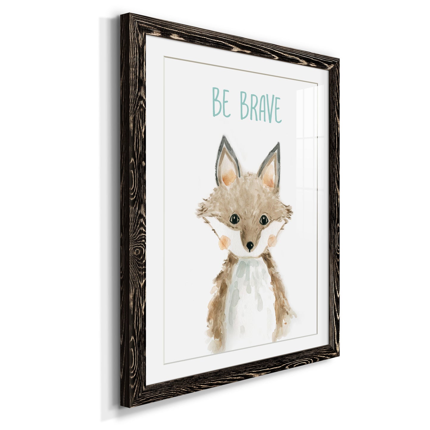 Be Brave Fox - Premium Framed Print - Distressed Barnwood Frame - Ready to Hang