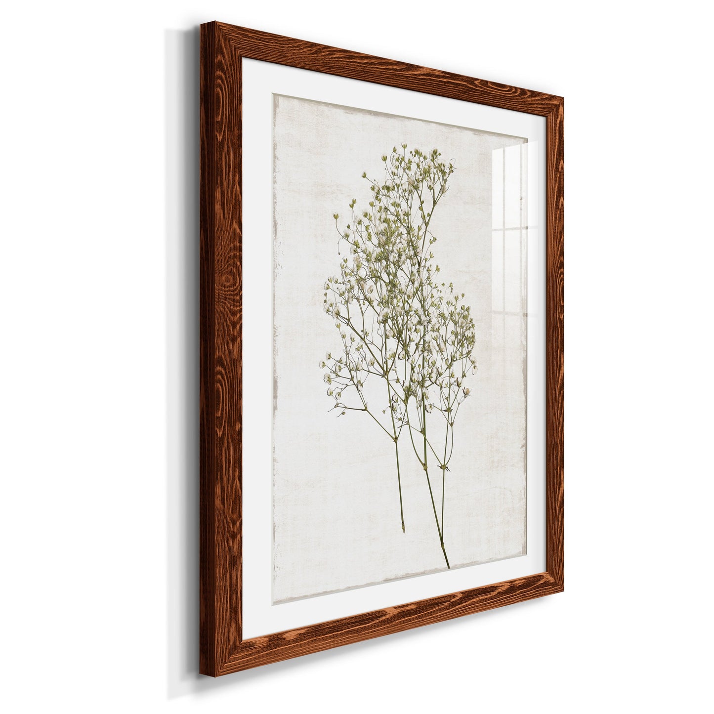 Farmhouse Pressed Flower I - Premium Framed Print - Distressed Barnwood Frame - Ready to Hang