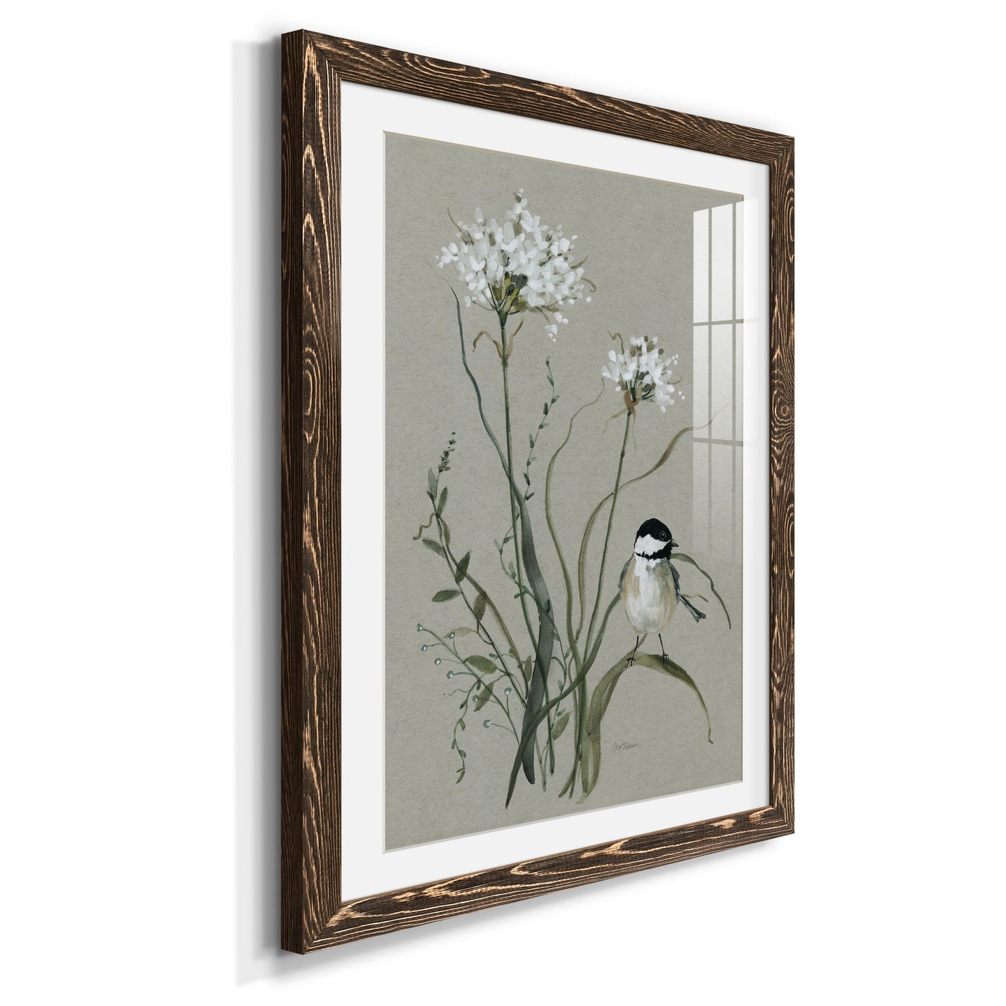 Bouquet of Grace Bird II - Premium Framed Print - Distressed Barnwood Frame - Ready to Hang