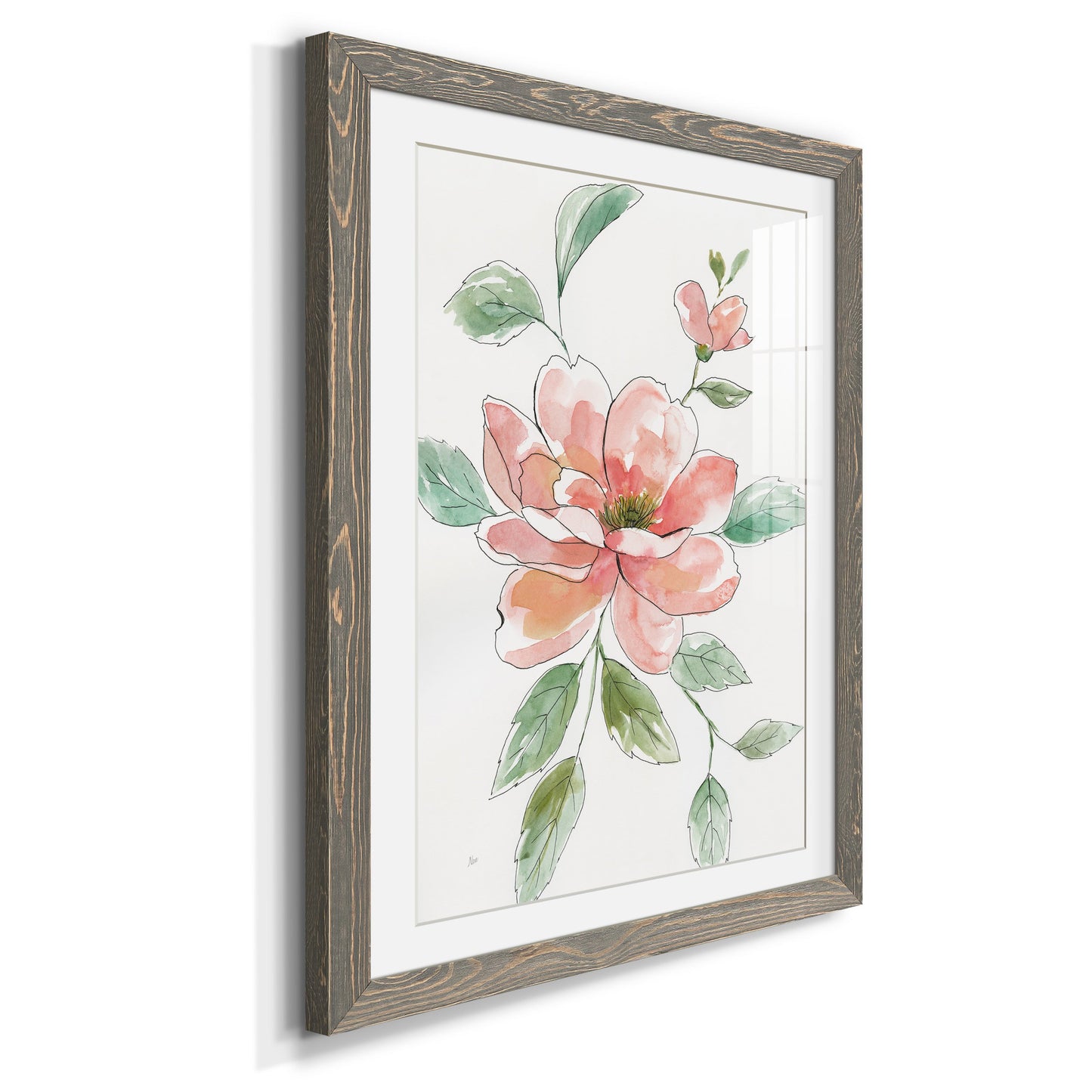 Peony Contour - Barnwood Framed Art Print