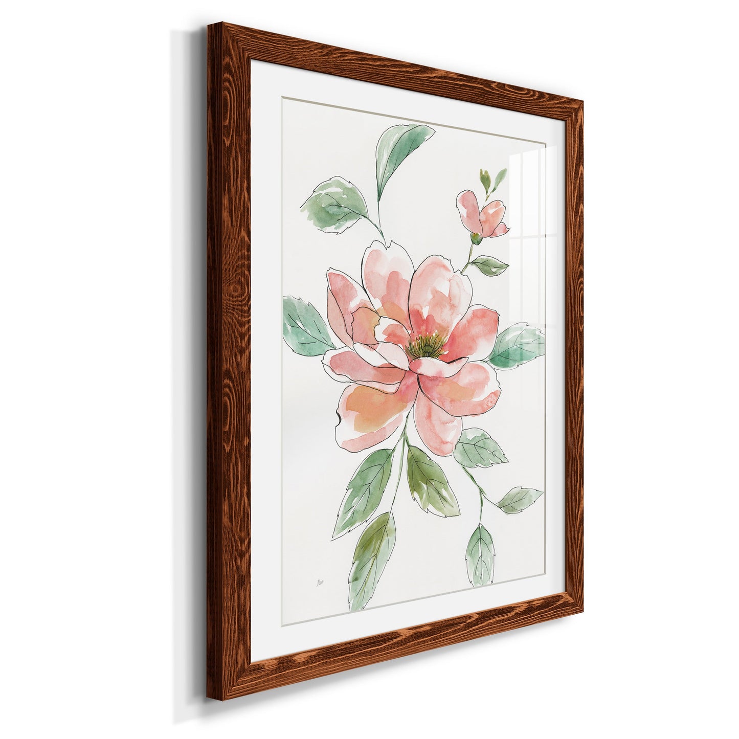 Peony Contour - Barnwood Framed Art Print