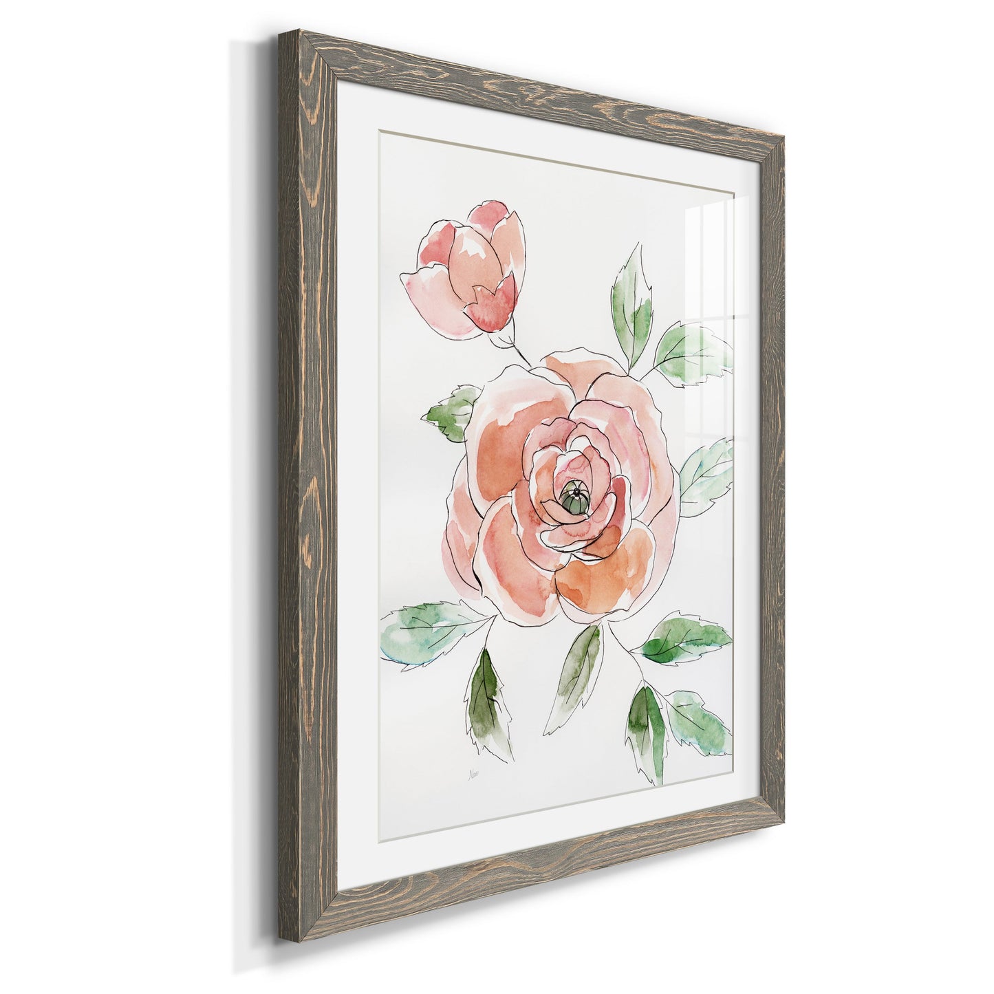 Rose Contour - Barnwood Framed Art Print