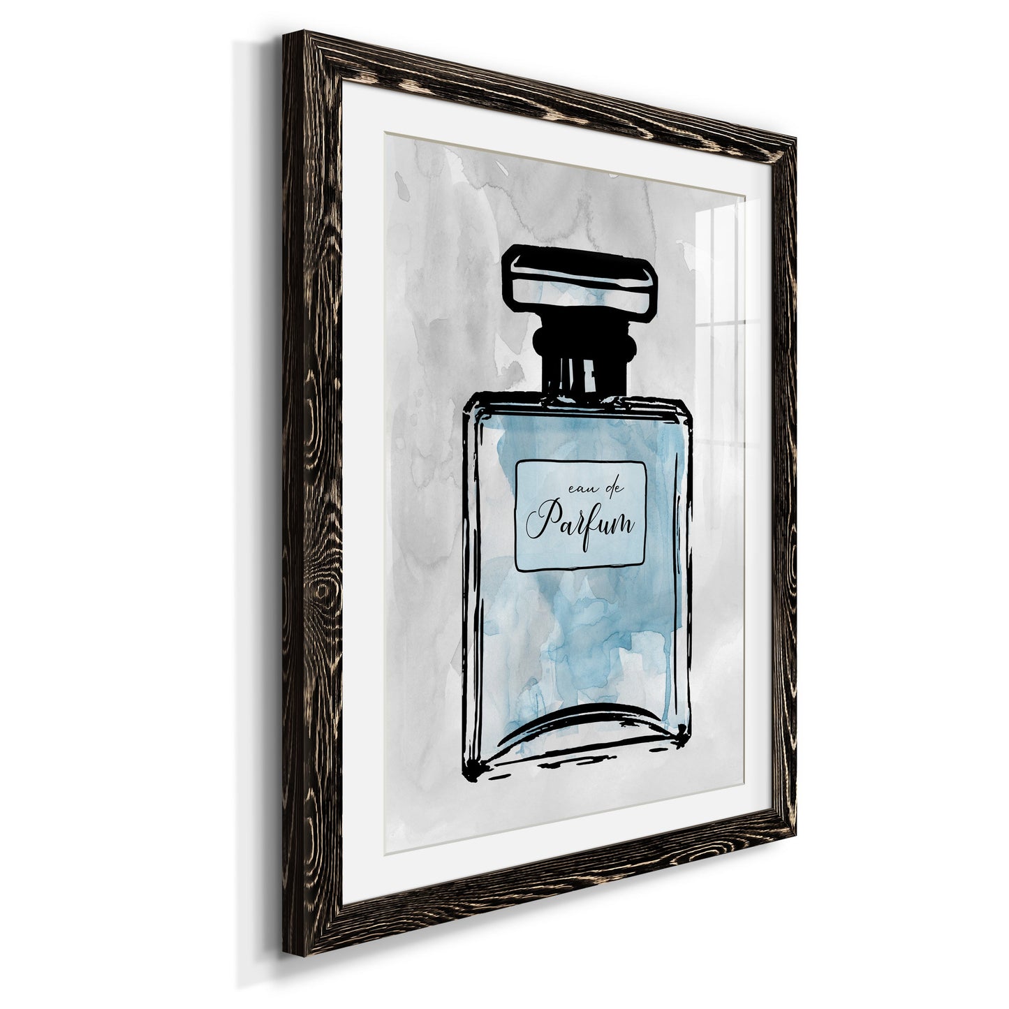 Blue Wash Perfume - Premium Framed Print - Distressed Barnwood Frame - Ready to Hang