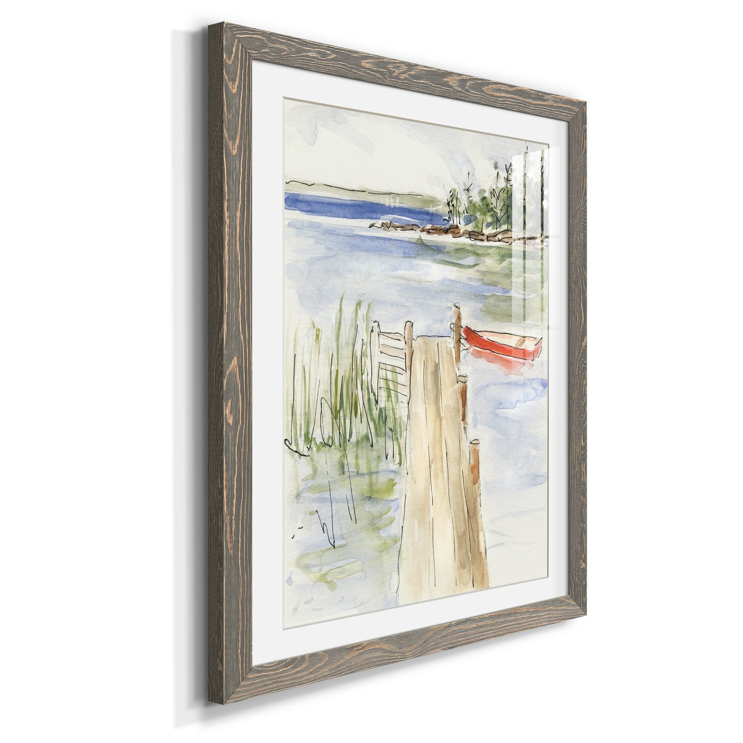 Sketchy Pier - Barnwood Framed Art Print