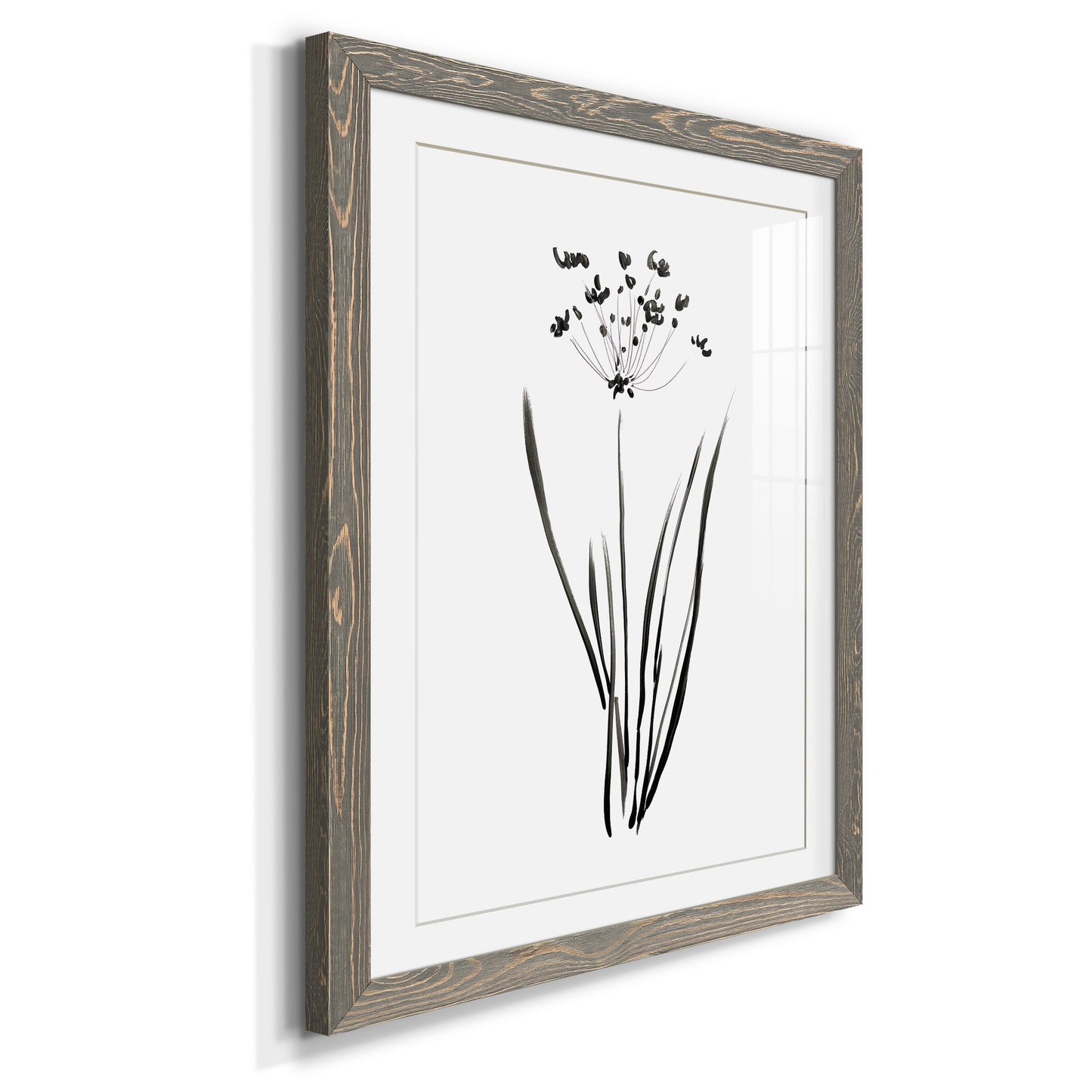 Inky Botanical II - Premium Framed Print - Distressed Barnwood Frame - Ready to Hang