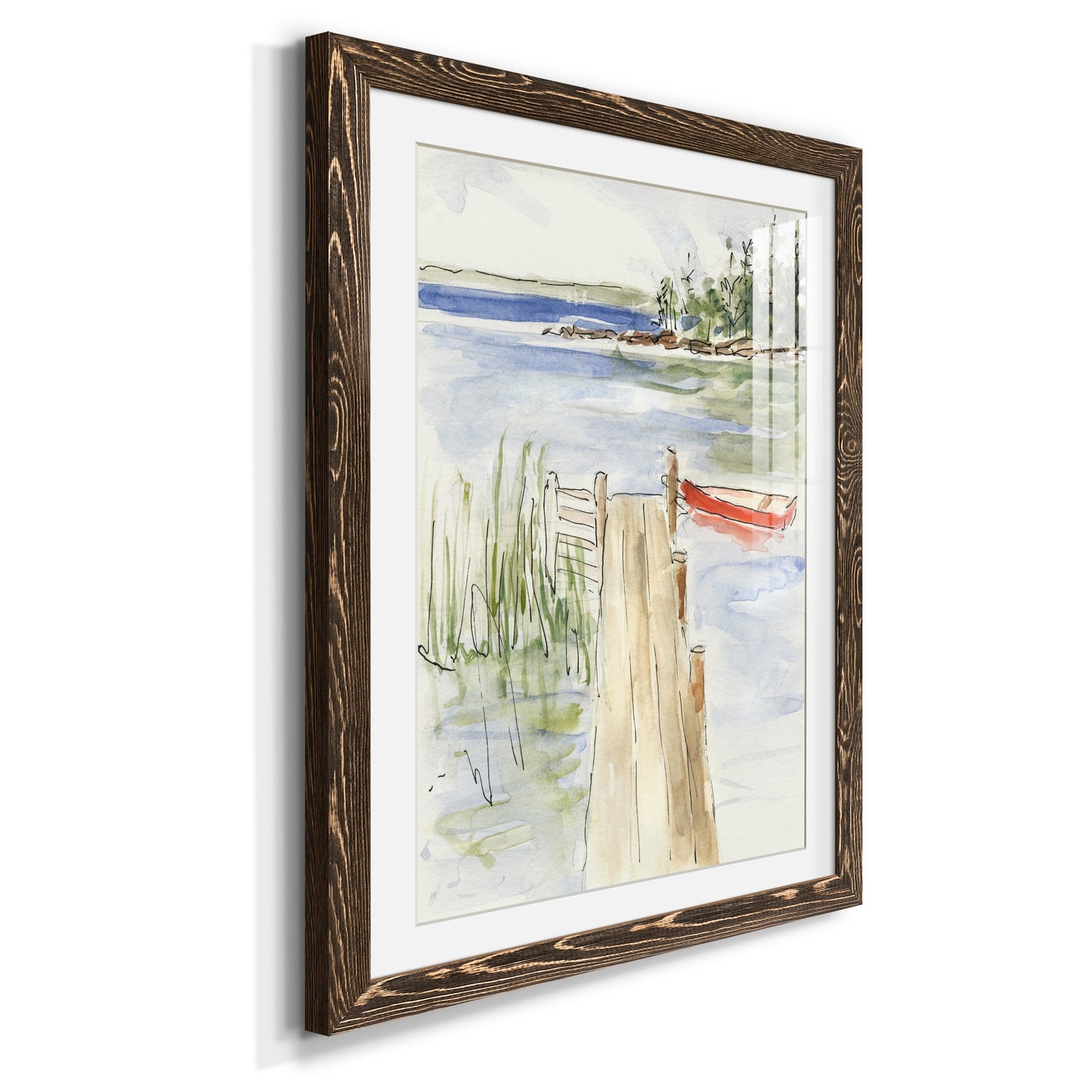 Sketchy Pier - Barnwood Framed Art Print