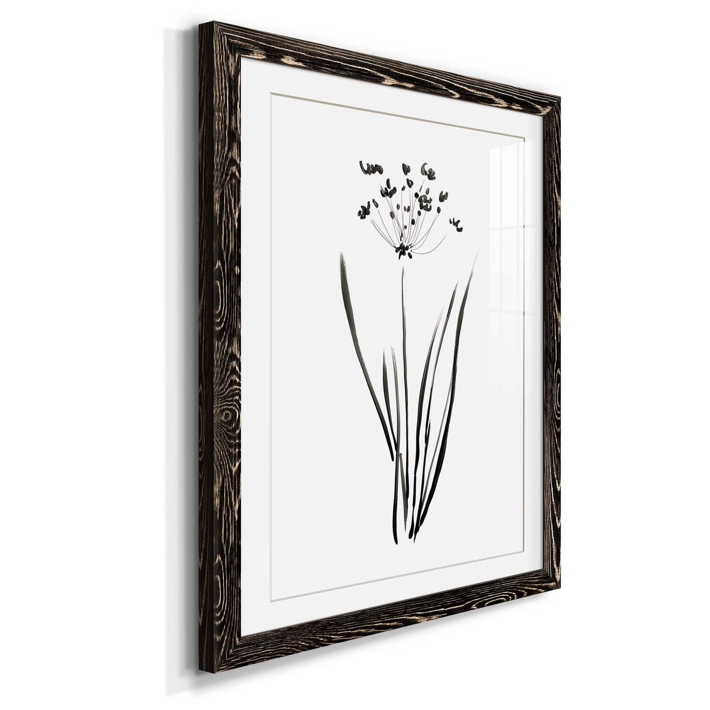 Inky Botanical II - Premium Framed Print - Distressed Barnwood Frame - Ready to Hang