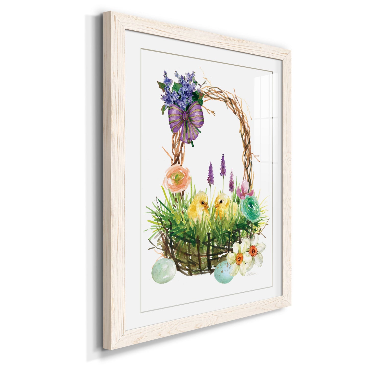 Spring Chick Basket - Premium Framed Print - Distressed Barnwood Frame - Ready to Hang