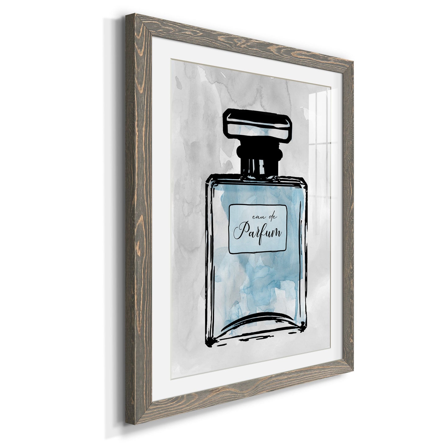 Blue Wash Perfume - Premium Framed Print - Distressed Barnwood Frame - Ready to Hang