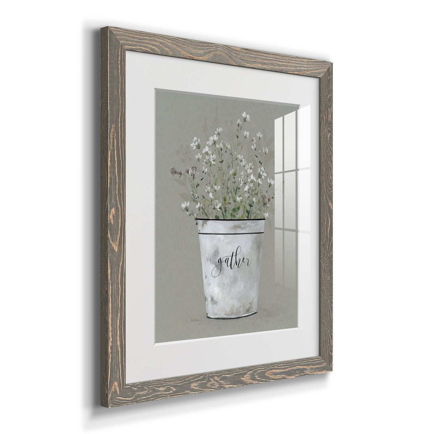 Bouquet of Grace Bucket Gather - Barnwood Framed Art Print