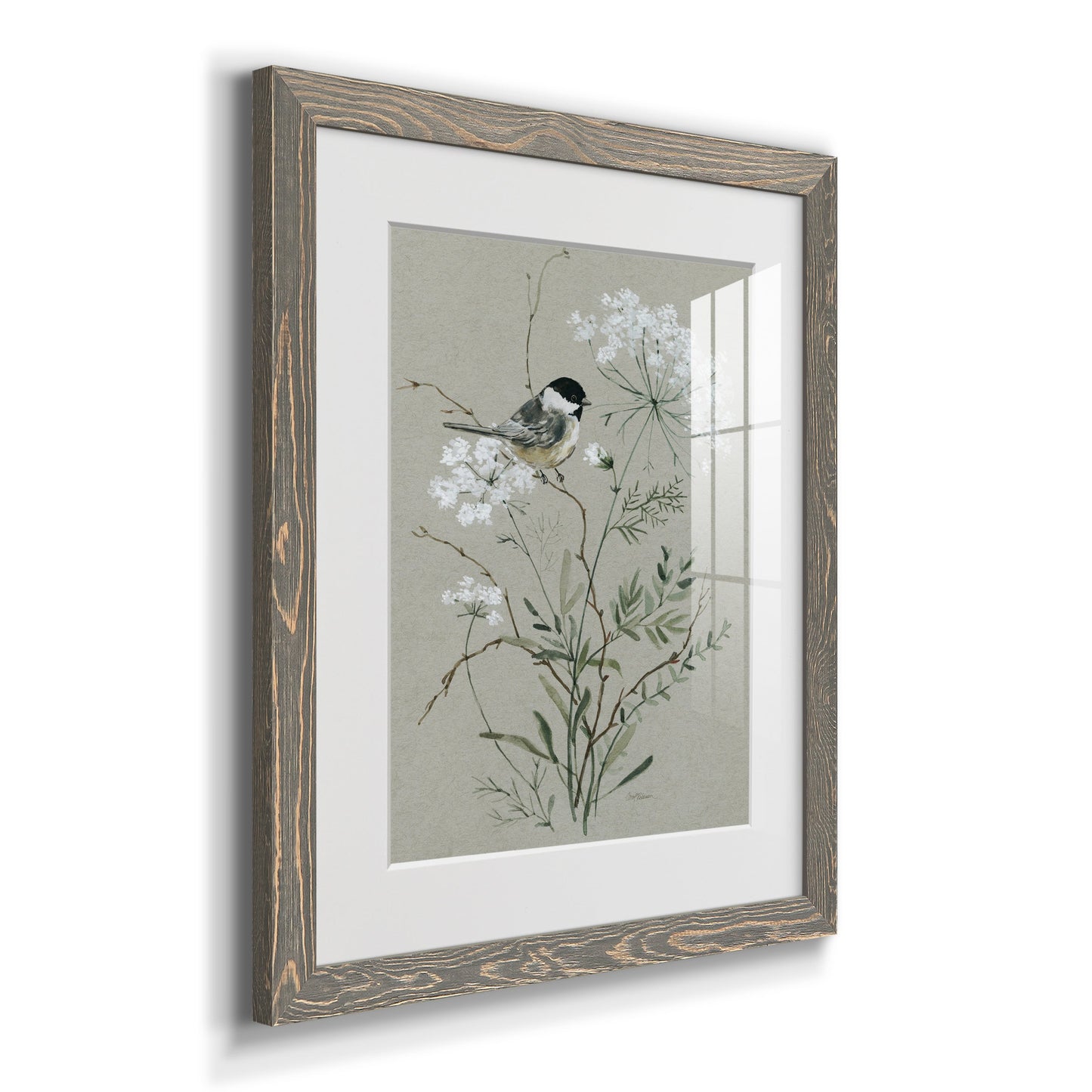 Bouquet of Grace Bird I - Barnwood Framed Art Print