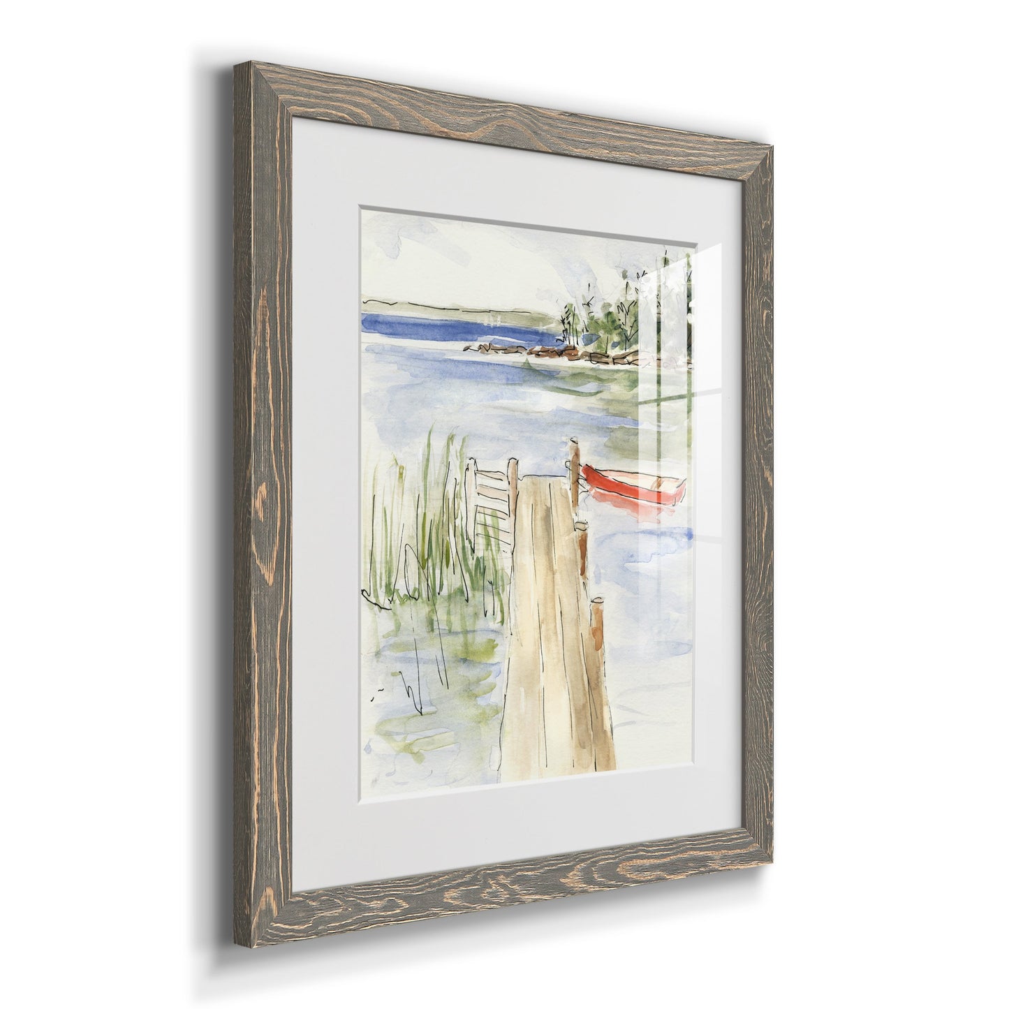 Sketchy Pier - Barnwood Framed Art Print