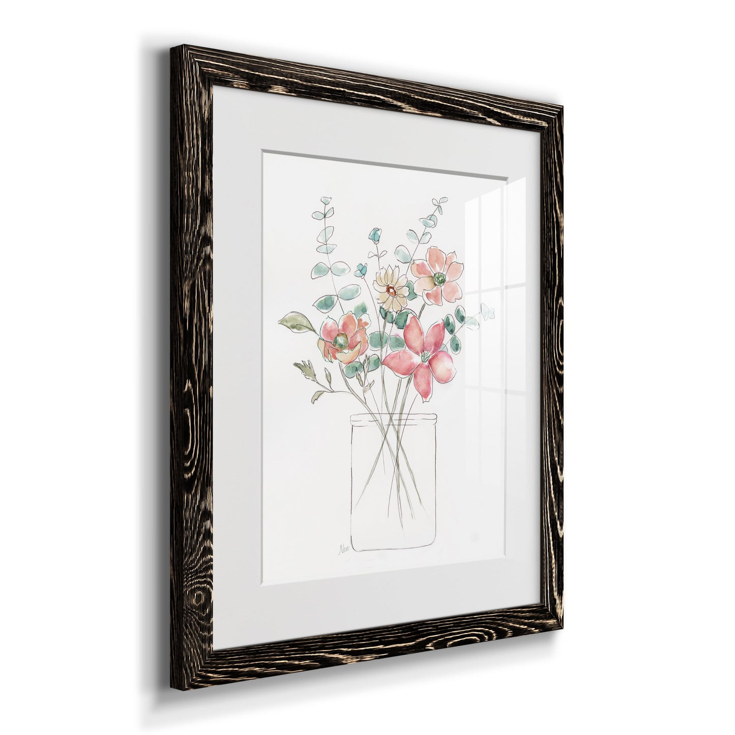 Whimsical Wildflowers I - Premium Framed Print - Distressed Barnwood Frame - Ready to Hang