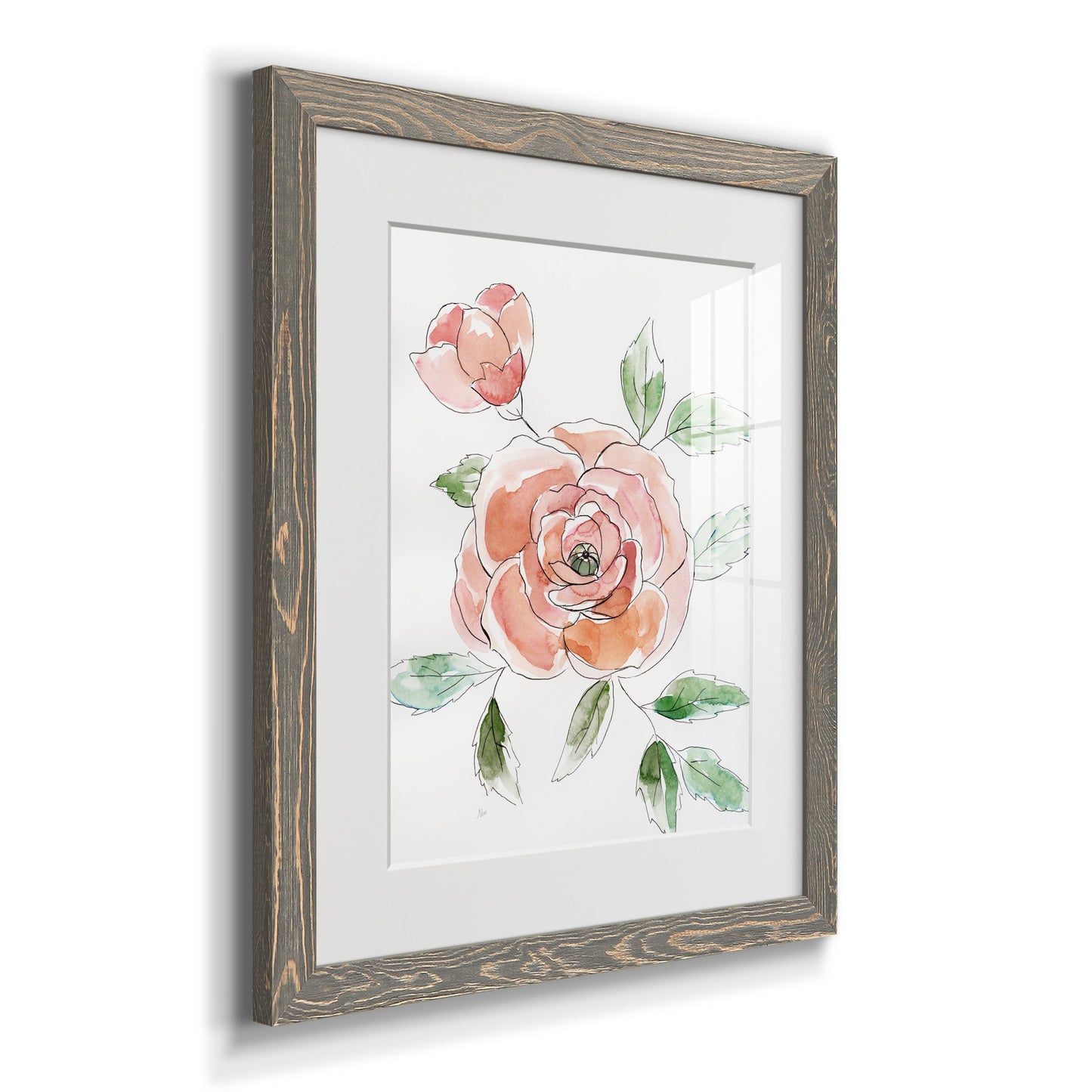 Rose Contour - Barnwood Framed Art Print