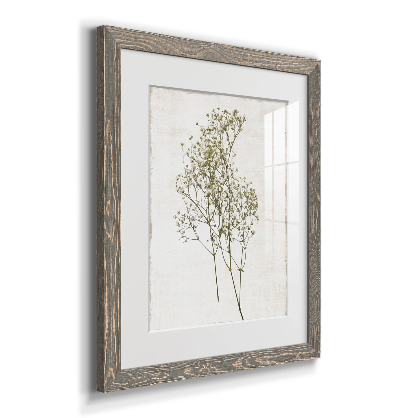 Farmhouse Pressed Flower I - Premium Framed Print - Distressed Barnwood Frame - Ready to Hang