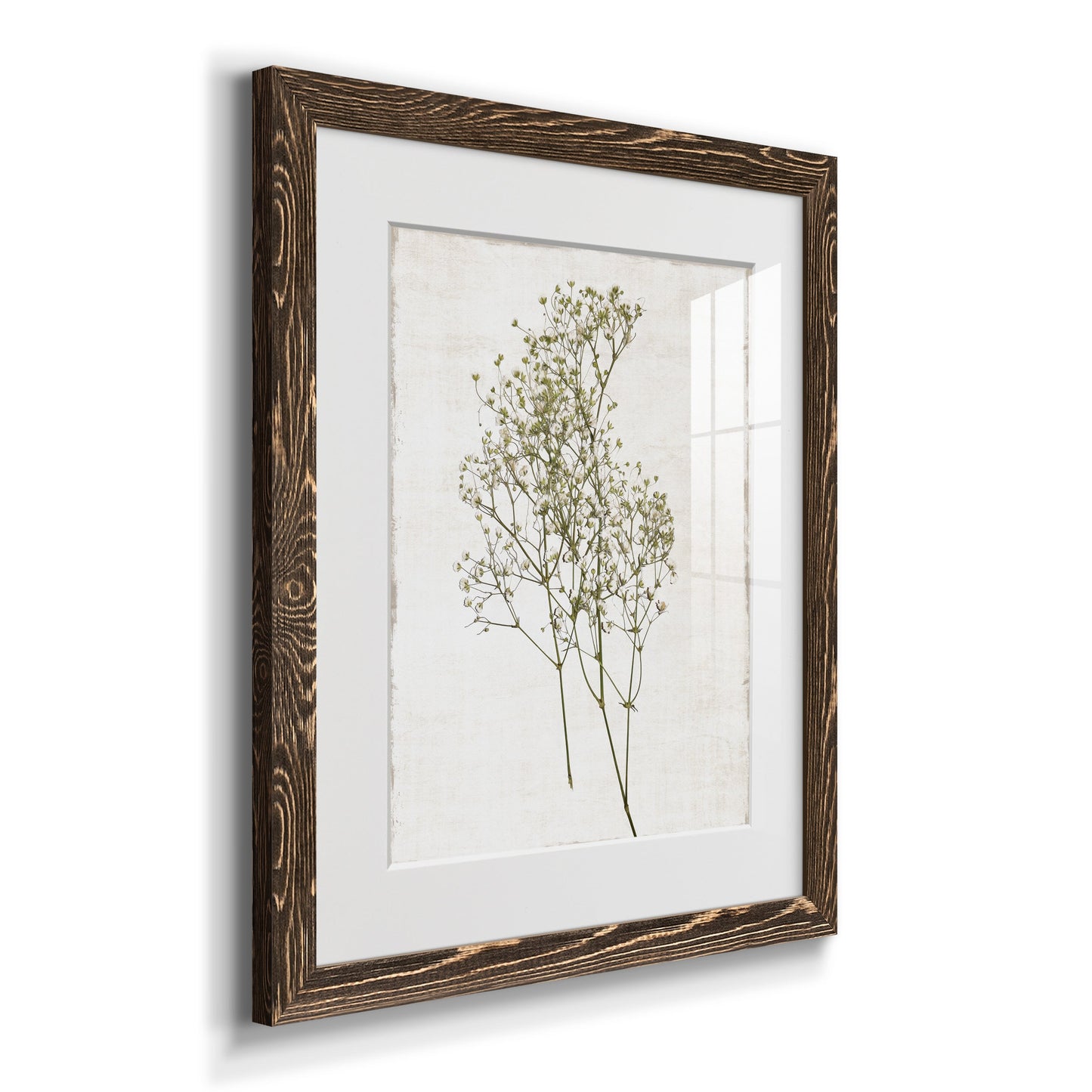 Farmhouse Pressed Flower I - Premium Framed Print - Distressed Barnwood Frame - Ready to Hang