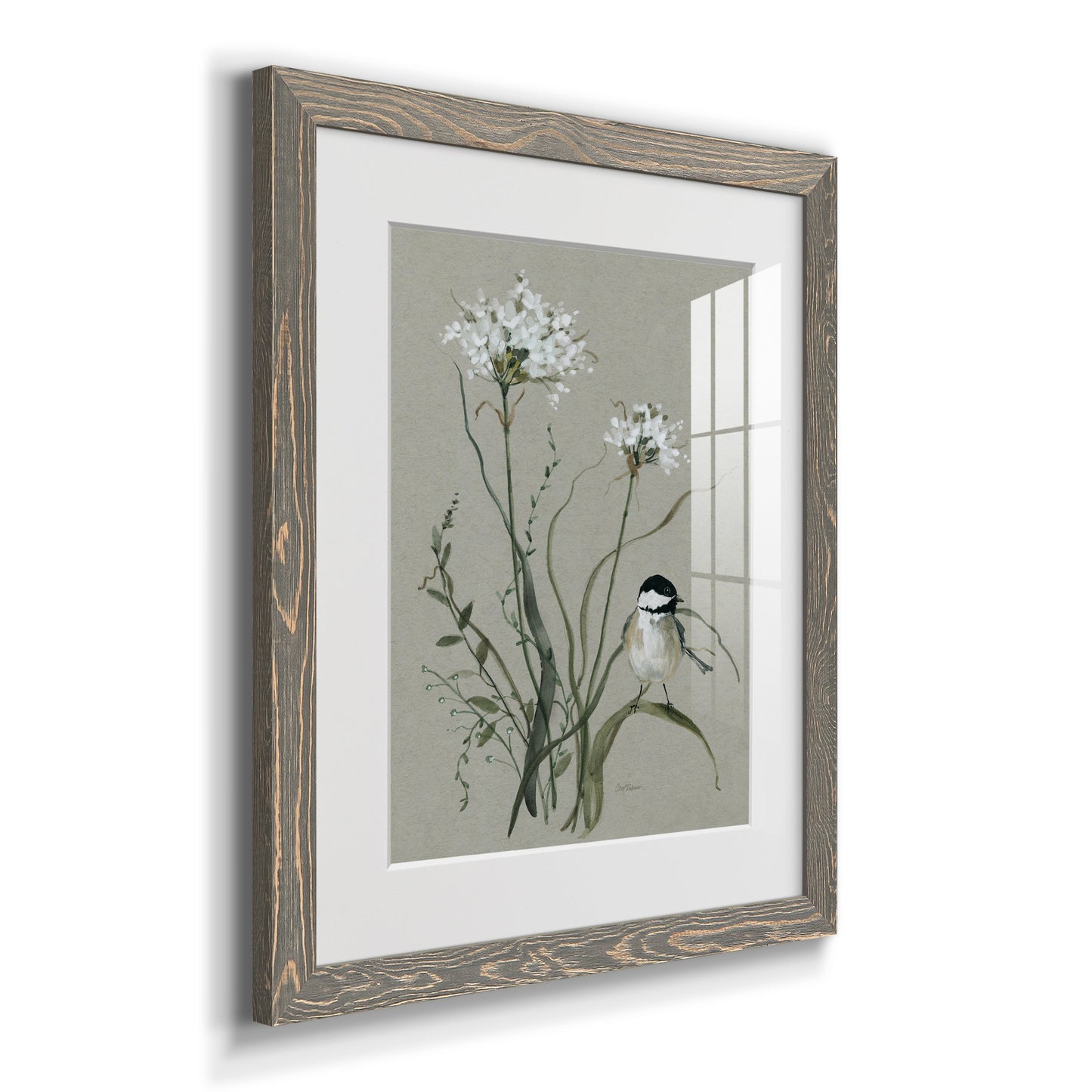 Bouquet of Grace Bird II - Premium Framed Print - Distressed Barnwood Frame - Ready to Hang