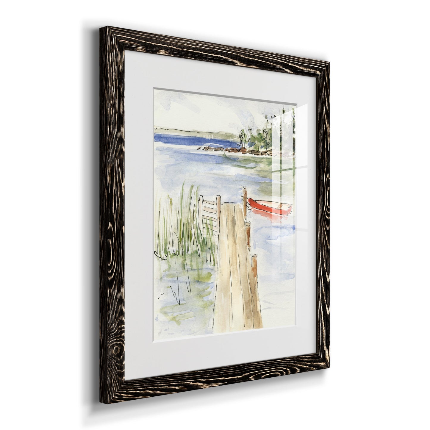 Sketchy Pier - Barnwood Framed Art Print