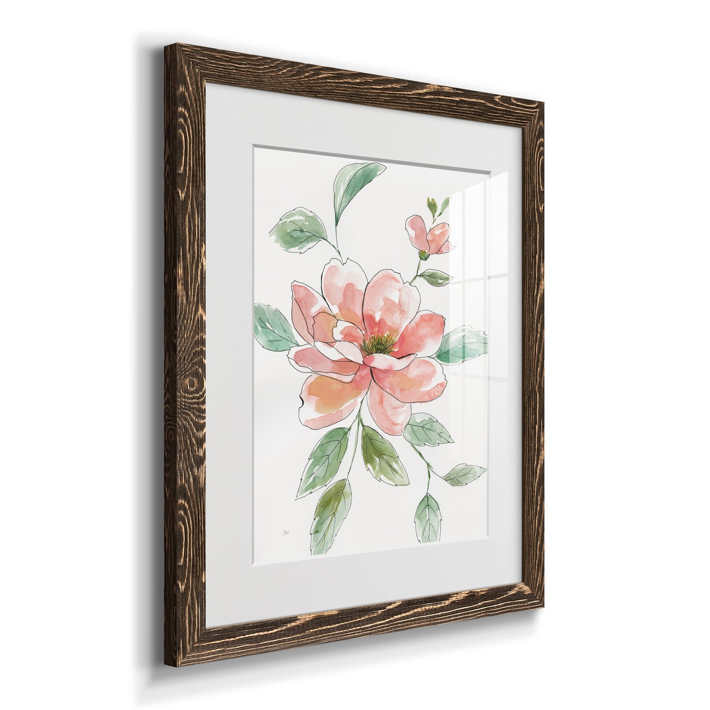 Peony Contour - Barnwood Framed Art Print