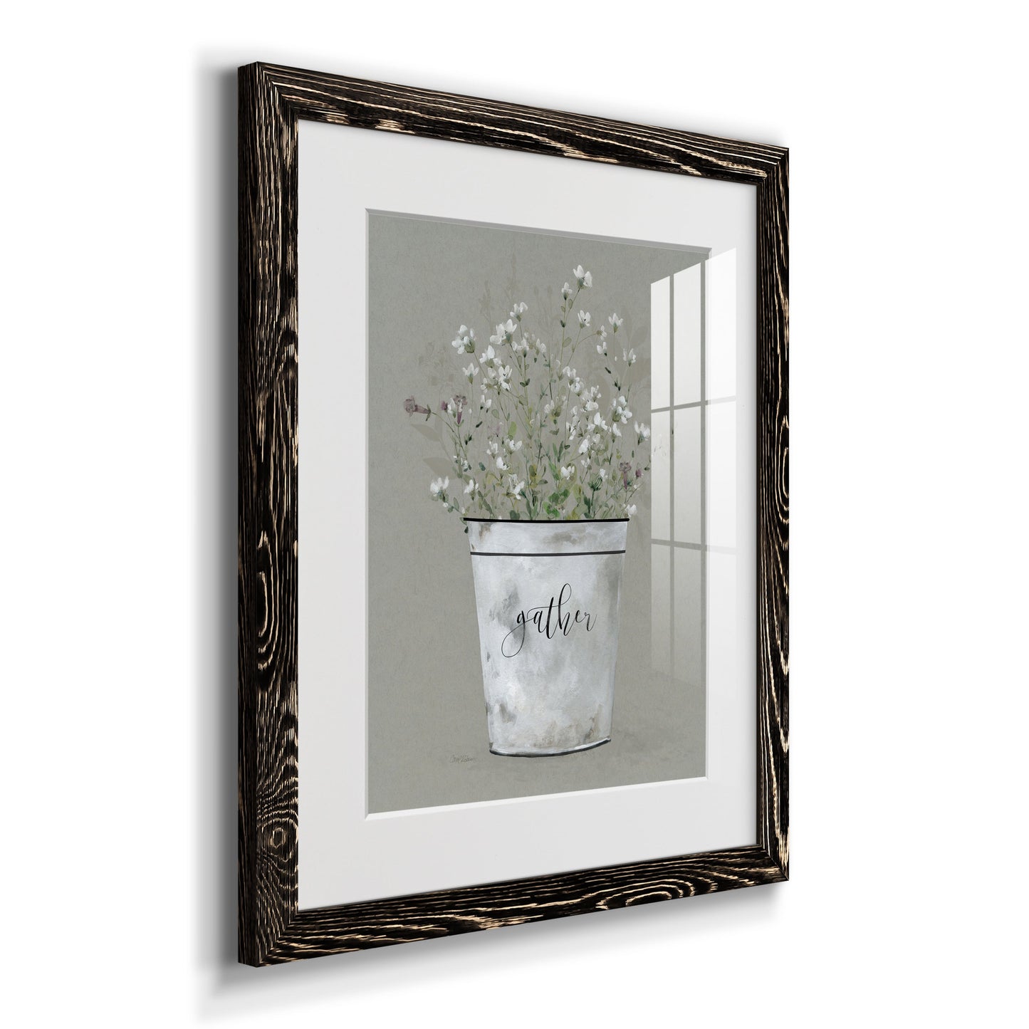 Bouquet of Grace Bucket Gather - Barnwood Framed Art Print