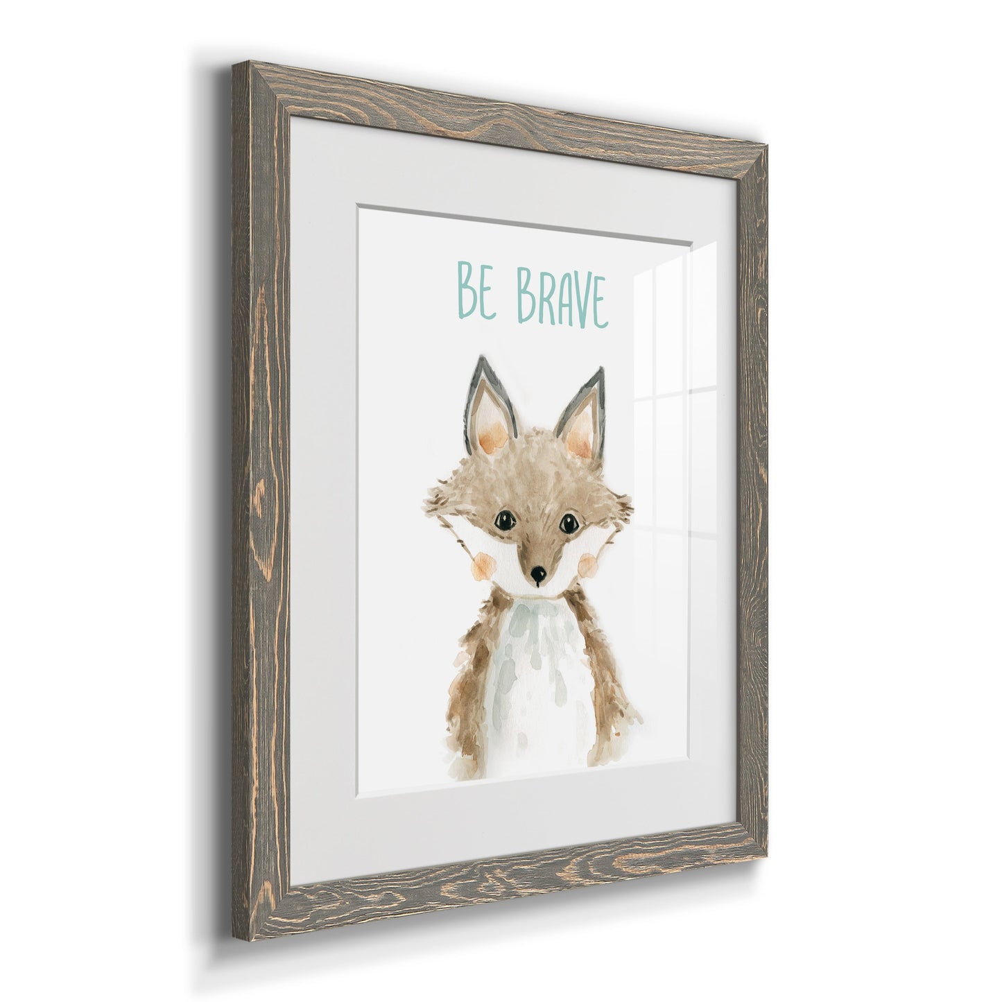 Be Brave Fox - Premium Framed Print - Distressed Barnwood Frame - Ready to Hang