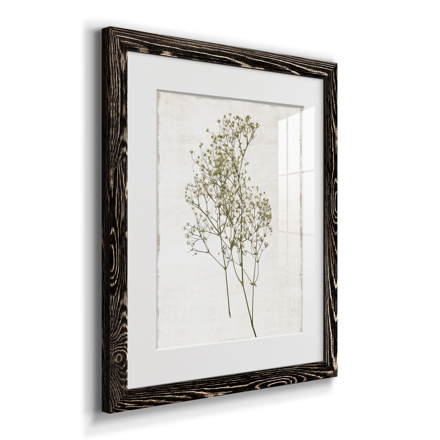 Farmhouse Pressed Flower I - Premium Framed Print - Distressed Barnwood Frame - Ready to Hang