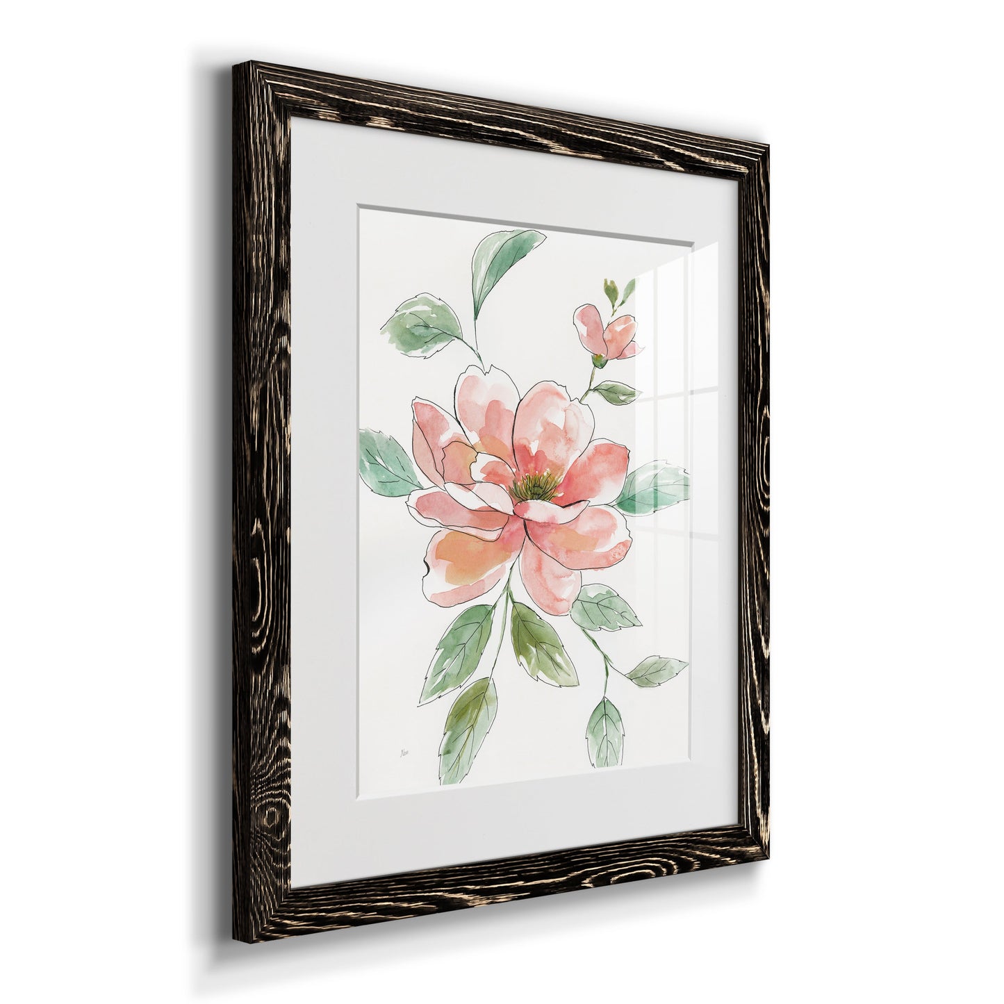 Peony Contour - Barnwood Framed Art Print