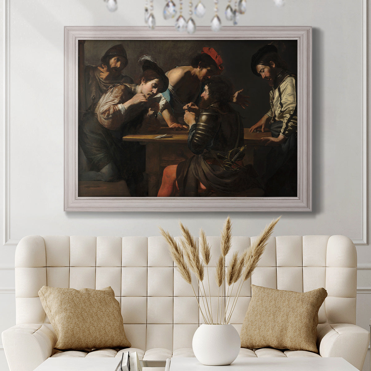 Soldiers Playing Cards and Dice (The Cheats) - Ornate Framed Canvas Print