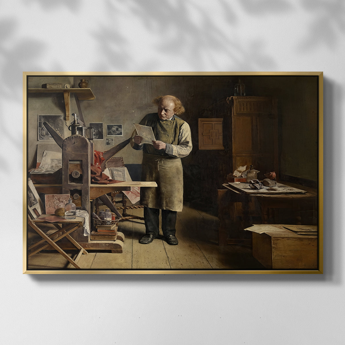 The Plate Printer, 1875 - Floater Framed Canvas Print