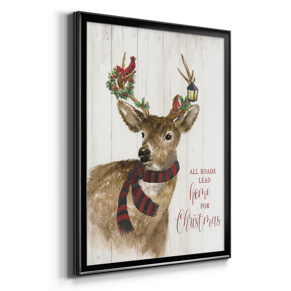 All Roads Lead Home Deer - Modern Framed Canvas Print