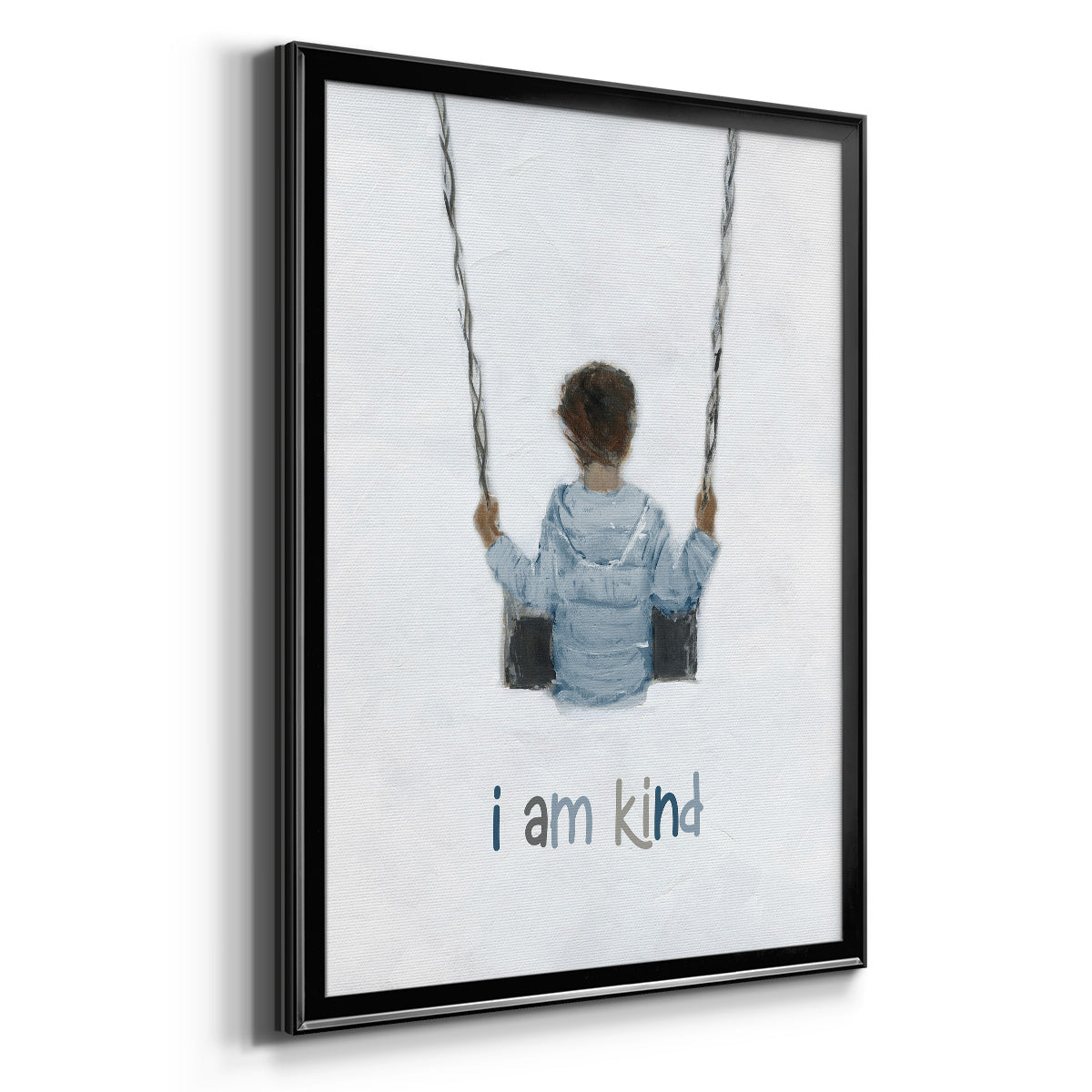 Boy on a Swing - Modern Framed Canvas Print