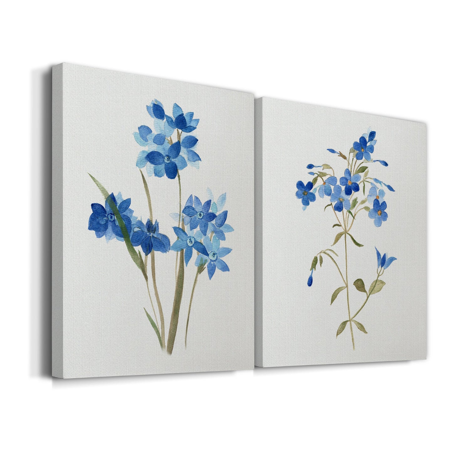 Blue Blossom Botanical I Premium Gallery Wrapped Canvas - Ready to Hang - Set of 2 - 8 x 12 Each