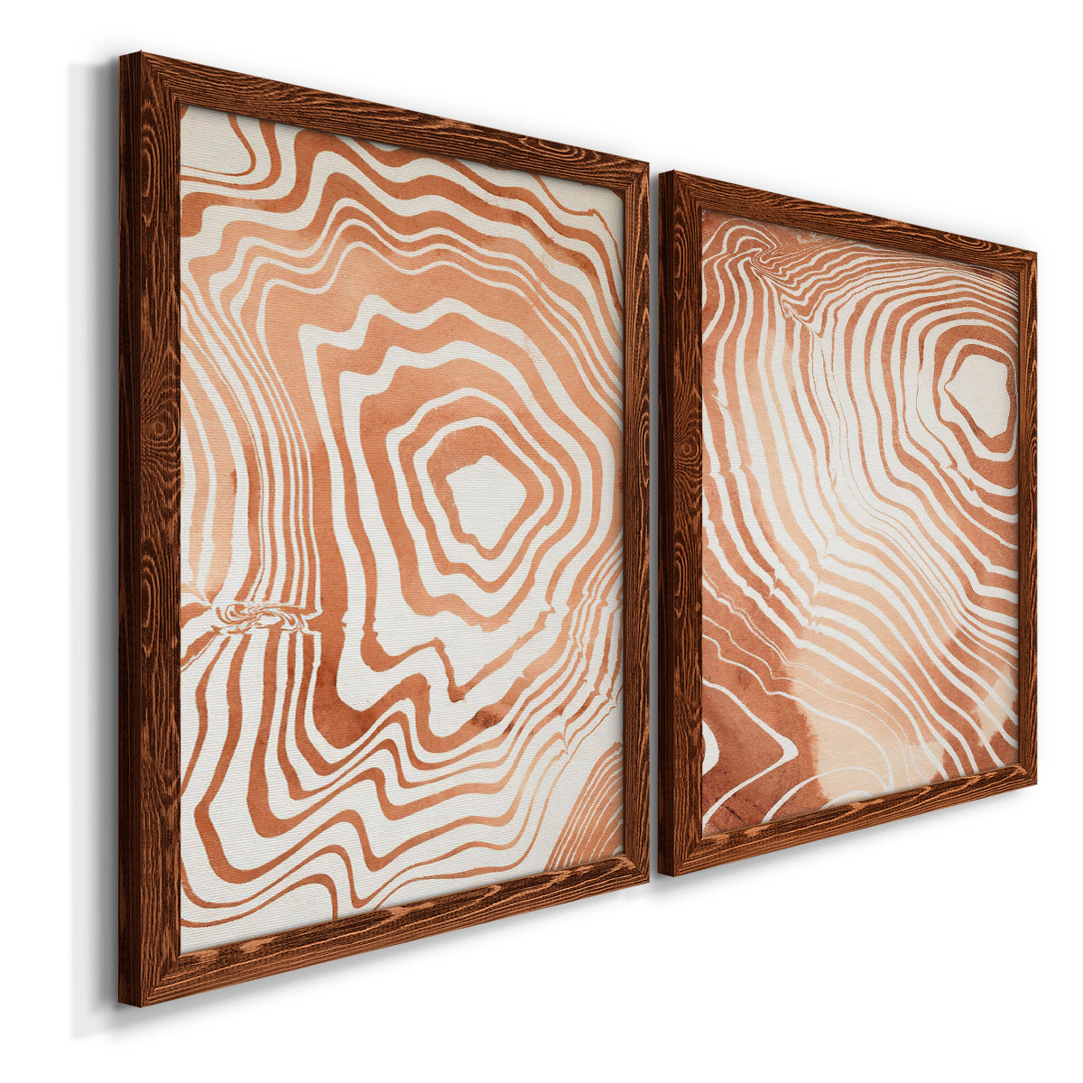 Wood Grain Suminagashi I - Premium Framed Canvas 2 Piece Set - Ready to Hang