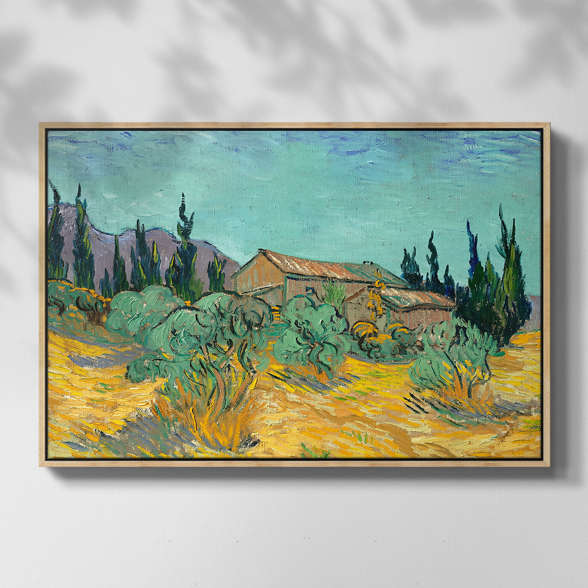 Wooden Sheds Among the Olive Trees and Cypresses, 1889 - Floater Framed Canvas Print