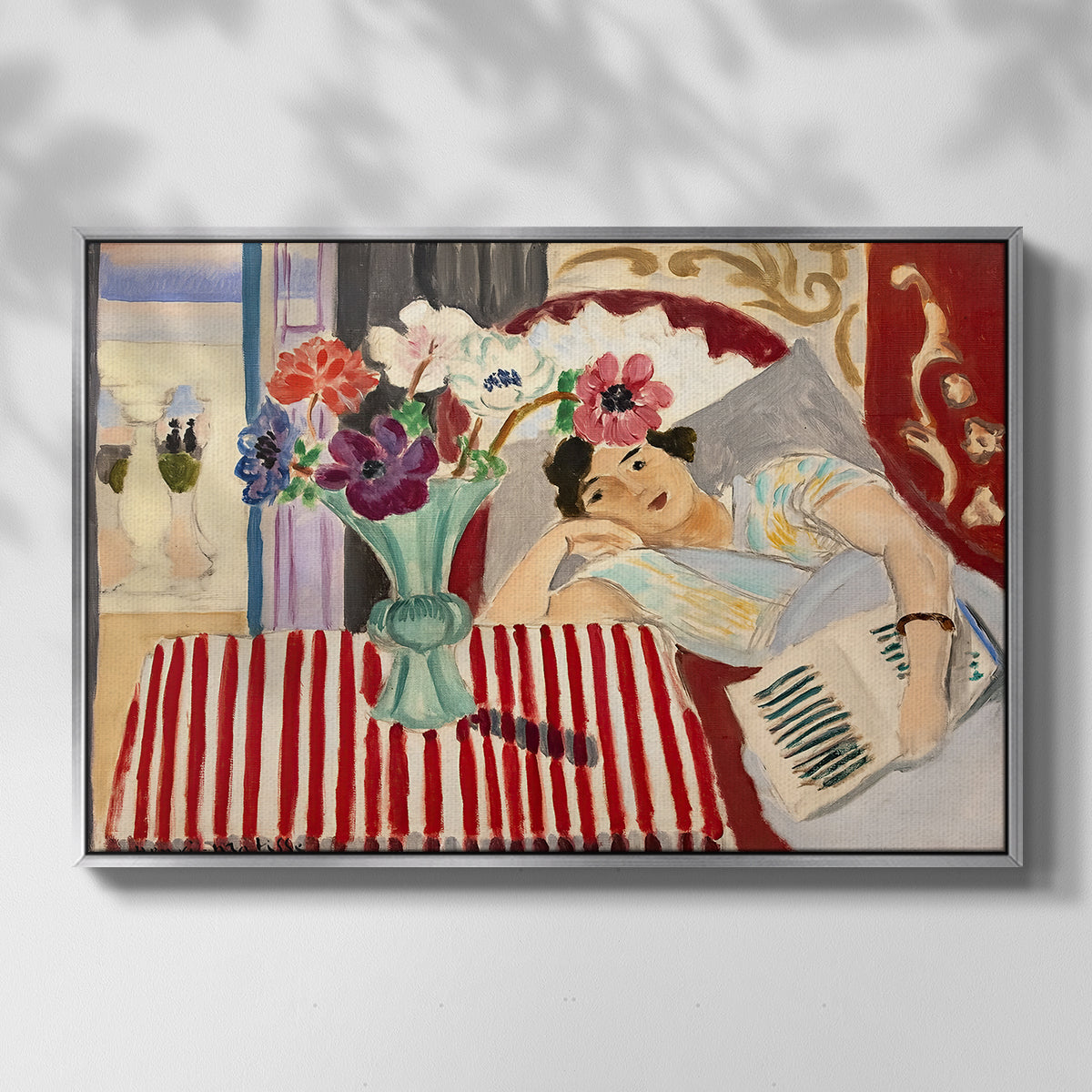 Woman with Anemones (Femme et anémones), c. 1920-1921 - Floater Framed Canvas Print