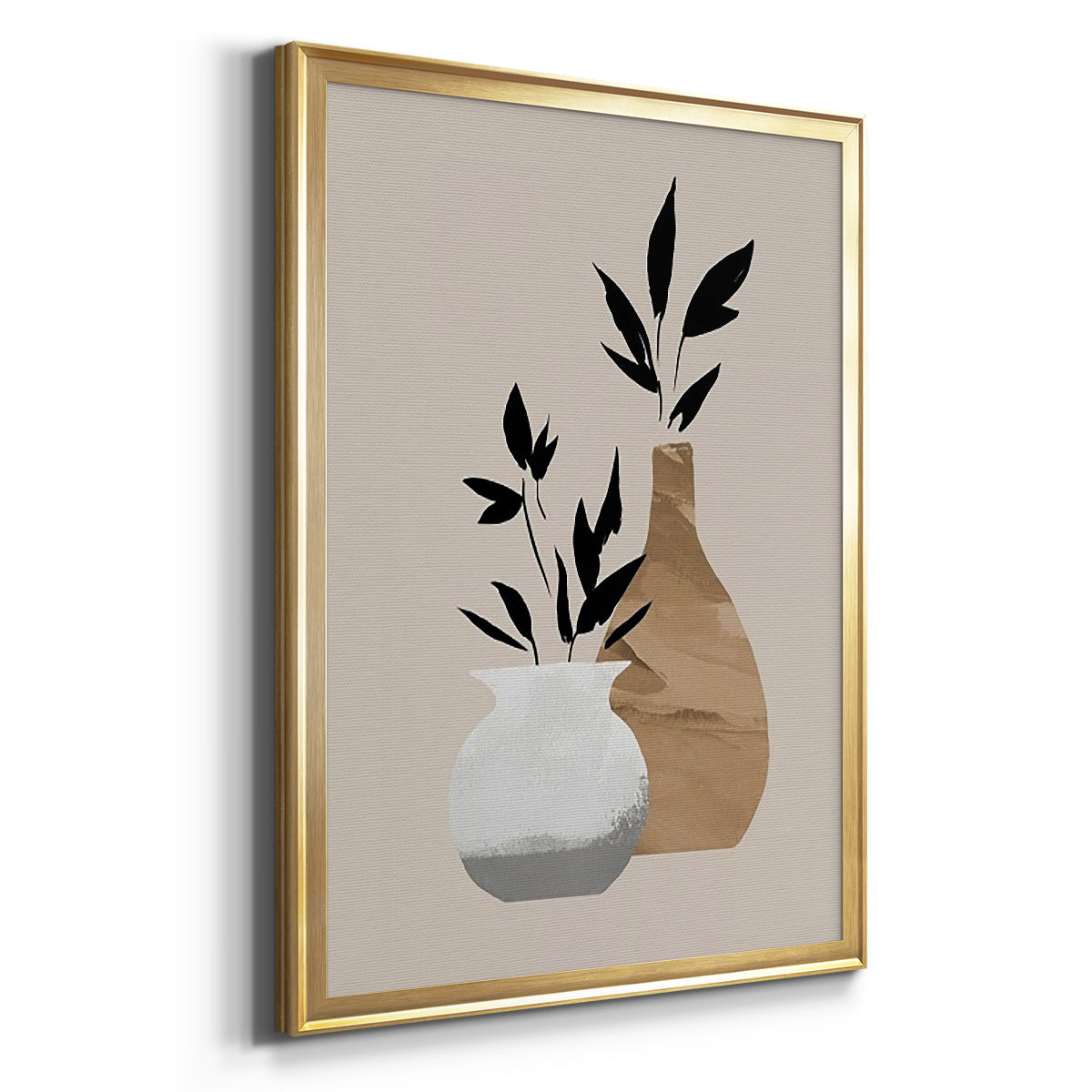 Simple Bud Vases I - Modern Framed Canvas Print